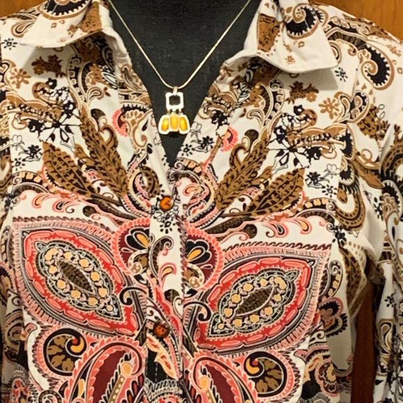 JM Collection Women's blouse Gold/brown Size Small - Picture 2 of 7